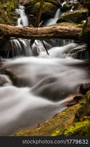 Beautiful water stream in Gresso river Portugal. Long exposure smooth effect.