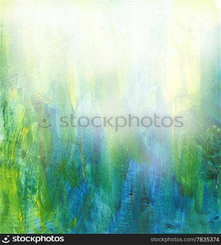 Beautiful watercolor background in soft green, yellow and blue Great for textures and backgrounds for your projects