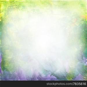 Beautiful watercolor background in soft green, yellow and purple Great for textures and backgrounds for your projects