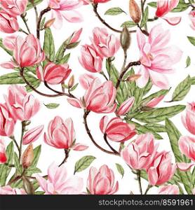 Beautiful watercolor pattern with flowers magnolia . illustrations. Beautiful watercolor pattern with flowers magnolia. 