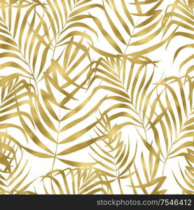 Beautiful watercolor seamless pattern with gold tropical leaves. Illustration. Beautiful watercolor seamless pattern with gold tropical leaves.