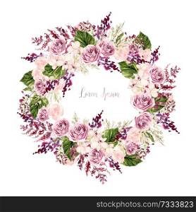 Beautiful watercolor wedding pattern with leaves and rose. Illustration. Beautiful watercolor wedding pattern with leaves and rose. 