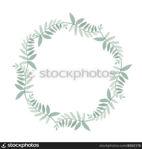 Beautiful watercolor wreath with branches of eucalyptus. Illustrations.. Beautiful watercolor wreath with branches of eucalyptus. 