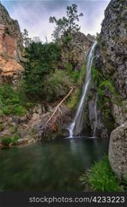 Beautiful waterfall in the National Park of Serra da Estrela in Portugal.
