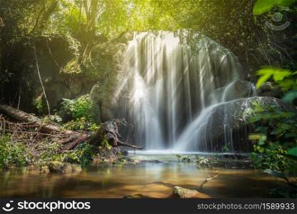 Beautiful waterfall in the rainy season, Thailand