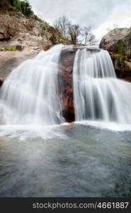 Beautiful waterfall located in a mountain of Spain