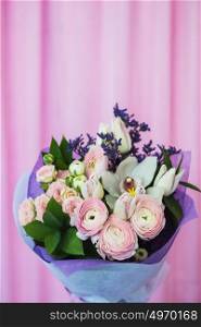 beautiful wedding bouquet. beautiful wedding bouquet on pink background