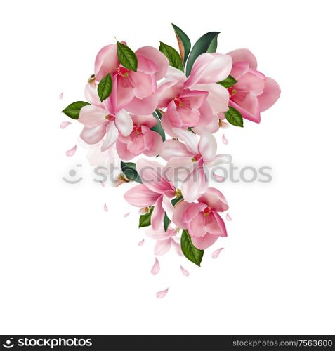 Beautiful wedding Bouquet with magnolia flowers. Illustration. Beautiful wedding Bouquet with magnolia flowers.