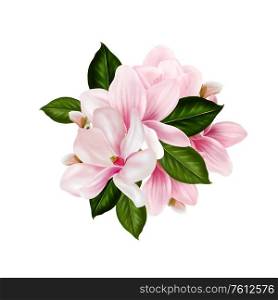 Beautiful wedding Bouquet with magnolia flowers. Illustration. Beautiful wedding Bouquet with magnolia flowers.