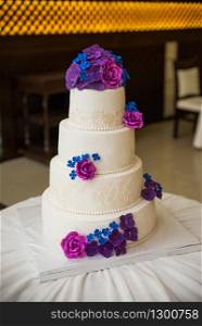 Beautiful wedding cake with a flowers