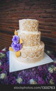 Beautiful wedding cake with a flowers