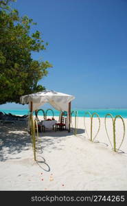 beautiful wedding tent on a tropical beach in Maldives