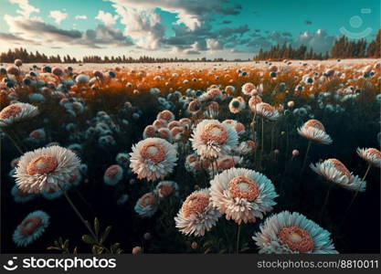 Beautiful white chrysanthemum flower field