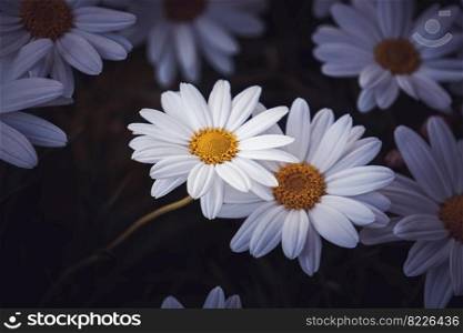 beautiful white daisy flowers in the garden in springtime