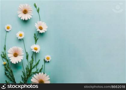 Beautiful white flowers with copy space 3d illustrated