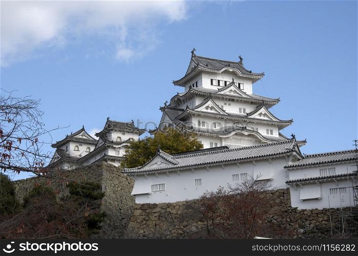 Beautiful white Himeji Castle in autumn season in Hyogo Prefecture, Japan. Himeji Castle is the largest and most visited castle in Japan