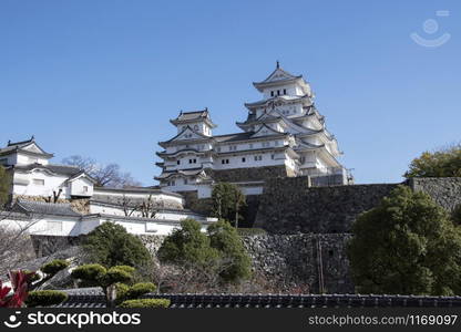 Beautiful white Himeji Castle in autumn season in Hyogo Prefecture, Japan. Himeji Castle is the largest and most visited castle in Japan