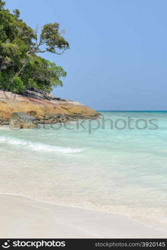 Beautiful white sand beach and crystal clear water of Koh Tachai, Similan National Park, Thailand