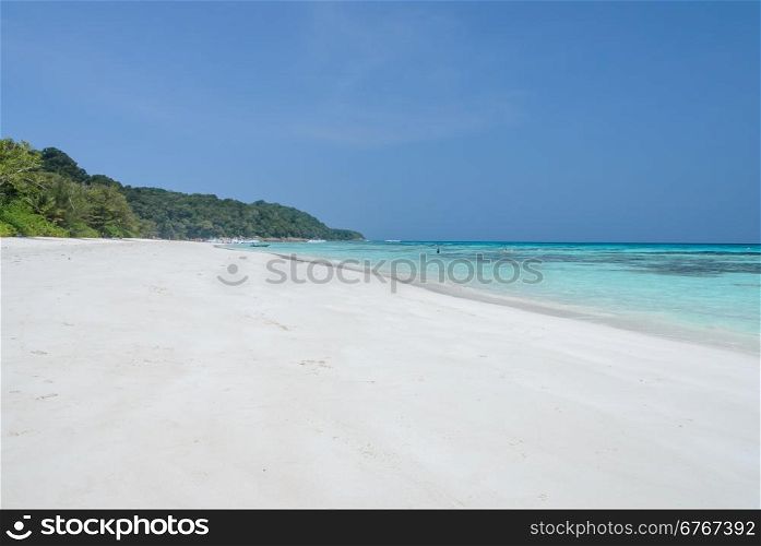 Beautiful white sand beach and crystal clear water of Koh Tachai, Similan National Park, Thailand