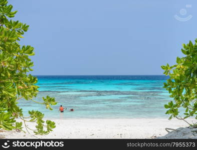 Beautiful white sand beach and crystal clear water of Koh Tachai, Similan National Park, Thailand