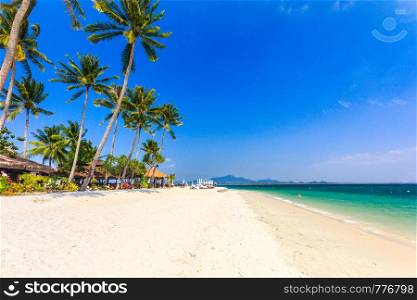 Beautiful white sand beach on Koh Mook island, Trang Province, Thailand