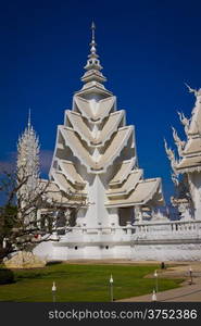 Beautiful white temple, Rong Khun Temple, Chiangrai Thailand.