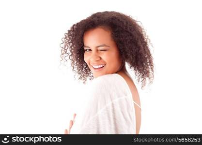 Beautiful winking young african woman