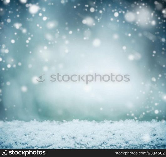 Beautiful winter background with snow and snowfall. Winter holidays and Christmas concept
