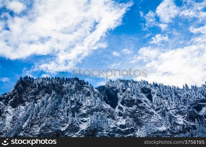 Beautiful winter landscape in the mountains. Mountain area in the Alps