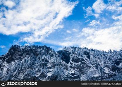 Beautiful winter landscape in the mountains. Mountain area in the Alps