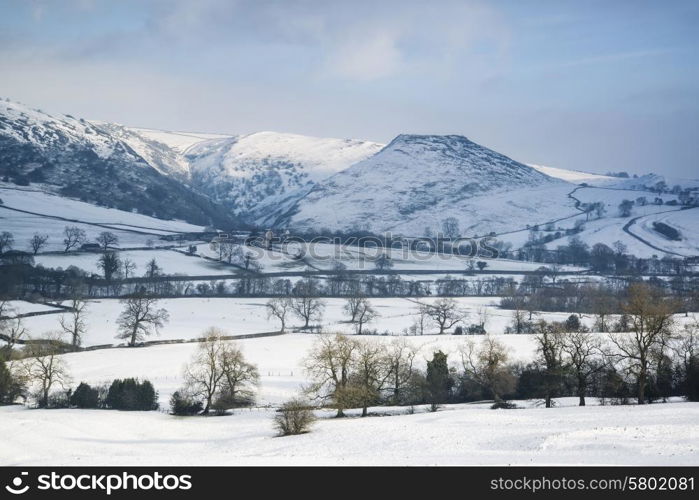 Beautiful Winter landscape snow covered rural countryside