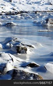 beautiful winter landscape with frozen  sea 