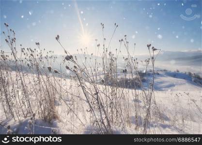 Beautiful winter mountain snowy alpine landscape