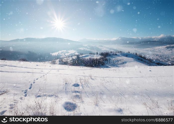 Beautiful winter mountain snowy alpine landscape