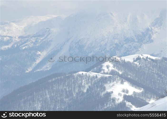 beautiful winter season landscape with ice snow and hard winds