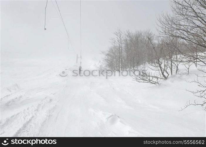 beautiful winter season landscape with ice snow and hard winds