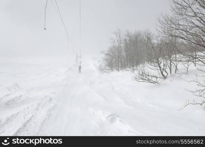 beautiful winter season landscape with ice snow and hard winds