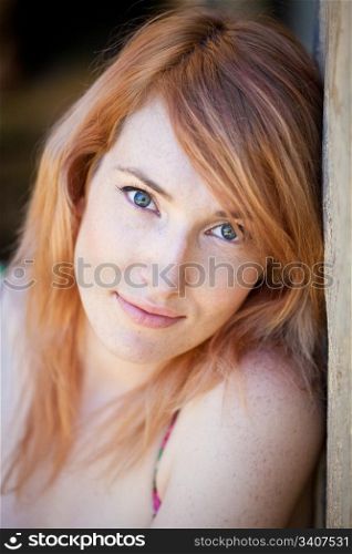 Beautiful Woman. Close up portrait of beautiful woman with Red hair