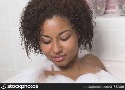 Beautiful woman enjoying her bath