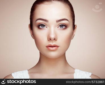 Beautiful woman face. Perfect makeup. Beauty fashion. Eyelashes. Cosmetic Eyeshadow