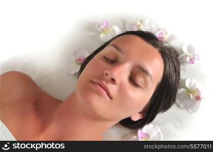beautiful woman have massage at spa and wellness center