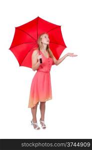 Beautiful woman holding a colorful umbrella