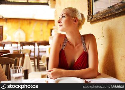 Beautiful woman in a restaurant