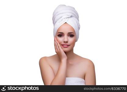 Beautiful woman in beauty concept isolated on white