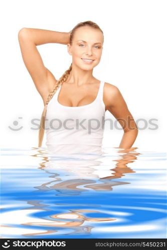 beautiful woman in cotton undrewear in water