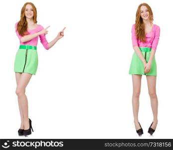 Beautiful woman in green skirt 