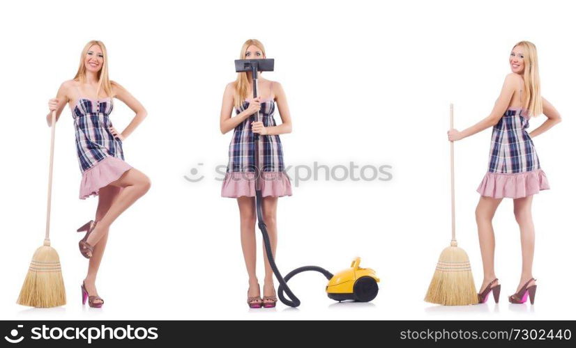 Beautiful woman in housecleaning concept