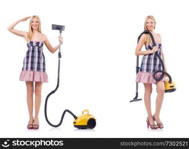 Beautiful woman in housecleaning concept