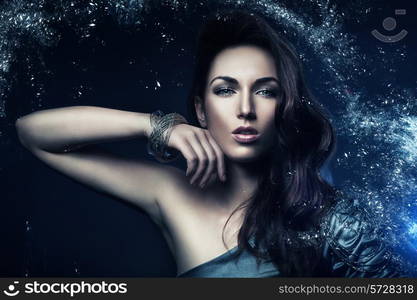 beautiful woman in star dust