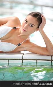 Beautiful woman in thalassotherapy spa center